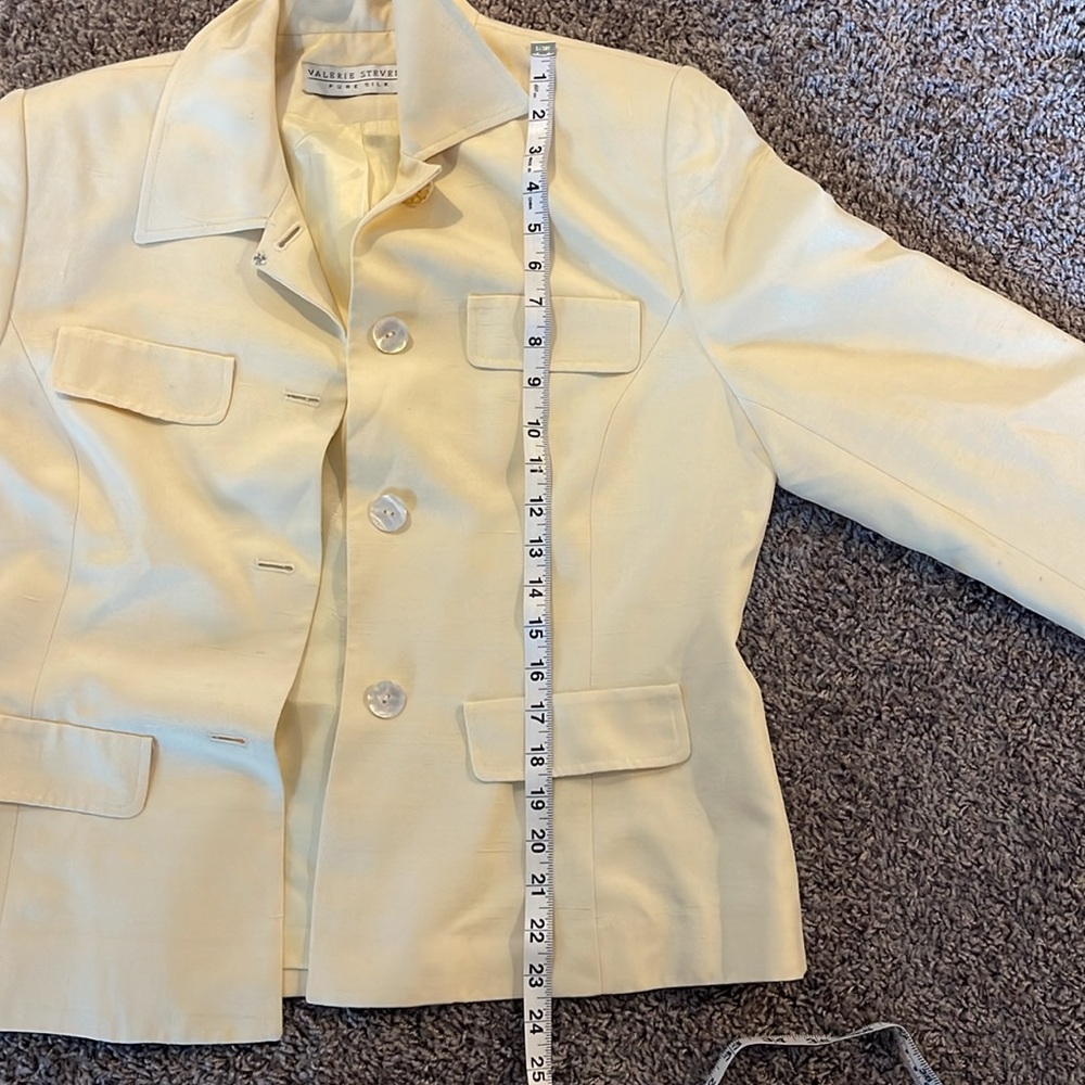 Vintage Silk Skirt Blazer Suit Set Valerie Stevens Pale Yellow - Picture 15 of 15